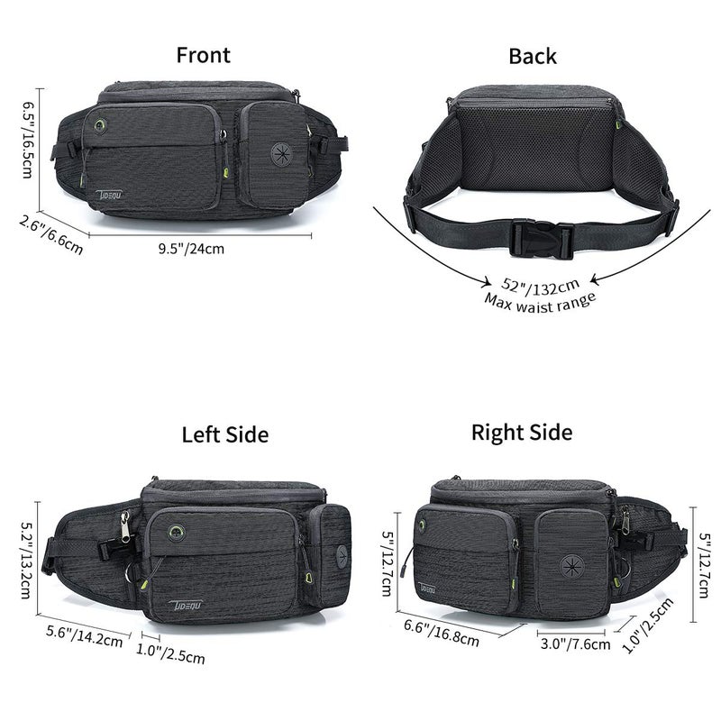 TUDEQU Hiking Fanny Pack for Men Women Large Hiking Waist Packs Mens Fanny Pack Crossbody Waist Bag for Men for Travel - Image 2